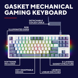 Trust GXT 872 Xyra Mechanisch TKL-gamingtoetsenbord Wit, US lay-out (QWERTY), Leobog Seiya, 80% (TKL)	, RGB, hot swap