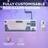 Trust GXT 872 Xyra Mechanisch TKL-gamingtoetsenbord Wit, US lay-out (QWERTY), Leobog Seiya, 80% (TKL)	, RGB, hot swap