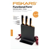 Fiskars Functional Form Kunststof messenblok met 3 messen Zwart, Japans roestvrij staal | handvat met SoftGrip