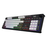Hator Skyfall Pro Wireless RGB mechanisch gaming toetsenbord Zwart, US lay-out (QWERTY), HATOR Aurum Vanilla Silent, 100%, RGB, Double-shot PBT, Hot-swap, 2.4GHz / Bluetooth / USB-C