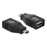 DeLOCK USB 2.0-A female naar mini USB male adapter Zwart