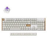 Keychron K10 HE-Q1, toetsenbord Wit/houtkleur, US lay-out, Gateron Double-Rail Magnetic Nebula, RGB leds, OSA Double-shot PBT, hot swap, USB-C | 2.4 GHz | Bluetooth 5.1