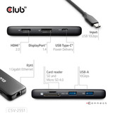 Club 3D 8-1 Portable Dock USB-C 10Gbps naar HDMI en DisplayPort dockingstation Zwart, 8K30Hz, PD Max.100 Watt