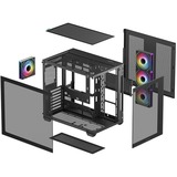 DeepCool CG530 4F midi tower behuizing Zwart | 2x USB-A | 1x USB-C | RGB | Tempered Glass