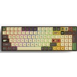 Iqunix F97 Happy Ape Wireless Mechanical Keyboard, gaming toetsenbord Bruin/geel, US lay-out, Gateron Brown, RGB leds, 96%, Hot-swappable, PBT, 2.4GHz | Bluetooth 5.1 | USB-C