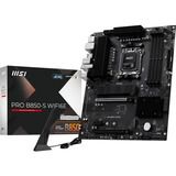 MSI PRO B850-S WIFI6E socket AM5 moederbord Zwart/zilver, RAID, 2.5Gb-LAN, Wi-Fi 6E, BT 5.3, Sound, ATX