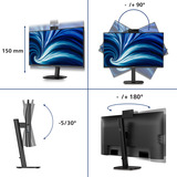 Philips 27B2N3500JH/00 27" monitor Zwart, HDMI, DisplayPort, USB-C, Webcam, 120 Hz