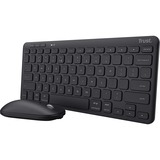 Trust Lyra Multi-Device Wireless Keyboard & Mouse, desktopset Zwart, US lay-out, Scissor switches, 800 - 1.600 dpi, 2,4 GHz USB, Bluetooth, 65%
