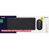 Trust Lyra Multi-Device Wireless Keyboard & Mouse, desktopset Zwart, US lay-out, Scissor, 800 - 1.600 dpi, 2,4 GHz USB, Bluetooth, 65%