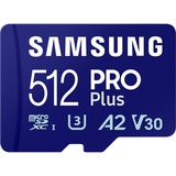 Samsung PRO Plus 512 GB microSDXC (2023) geheugenkaart Blauw, UHS-I U3, Class 10, V30, A2
