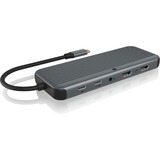 ICY BOX IB-DK4060-CPD dockingstation Zwart, HDMI, DisplayPort, LAN, USB-C