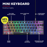 Trust GXT 867 Acira 60% mini mechanisch gaming toetsenbord Zwart, US lay-out, Outemu Red, 60%, RGB