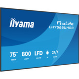 iiyama ProLite LH7566UHSB-B1AG 75" 4K Ultra HD Public Display Zwart, HDMI, USB-C, LAN, WiFi, Audio, Android