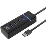 ACT Connectivity AC6300 USB Hub USB 3.2 Gen 1 met 4 USB-A poorten usb-hub Zwart