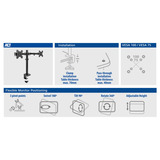 ACT Connectivity Essentials Monitorarm 32", 2 schermen Zwart