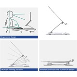 ACT Connectivity Laptopstandaard aluminium Aluminium, Opvouwbaar, traploos in hoogte verstelbaar