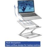 ACT Connectivity Laptopstandaard aluminium Aluminium, Opvouwbaar, traploos in hoogte verstelbaar
