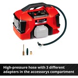 EINHELL Accu Compressor PRESSITO 18/21 Rood/zwart, Accu en lader niet inbegrepen