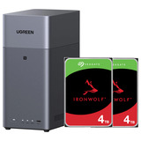 UGREEN DH2300 incl. 2x Seagate IronWolf 4 TB harde schijf nas Grijs, 1GbE, HDMI, USB