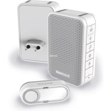 Honeywell DC313SHGP2 Draadloze, draagbare en plug-in deurbel met volumeregelaar en drukknop Wit/grijs