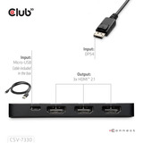 Club 3D DisplayPort naar Triple HDMI 8K60Hz Hub Zwart