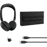 Jabra Evolve2 65 Flex Duo, MS on-ear headset Zwart, Stereo, USB-C, Link380c, Microsoft Teams