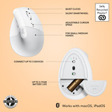 Logitech Lift voor Mac Verticale Ergonomische Muis Wit, 400 - 4000 dpi, Bluetooth Low Energy