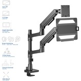 ACT Connectivity Monitorarm met laptophouder office premium, gasveer, paalbevestiging, 1 monitor Zwart
