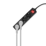 ACT Connectivity Stekkerdoos met lichtgevende schakelaar, 4 sockets, 2 m, zwart stekkerdoos Zwart