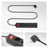ACT Connectivity Stekkerdoos met lichtgevende schakelaar, 4 sockets, 2 m, zwart stekkerdoos Zwart