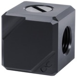Alphacool Eiszapfen connection terminal 4-way G1/4 IT - acetal black verbinding Zwart