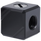 Alphacool Eiszapfen connection terminal 4-way G1/4 IT - acetal black verbinding Zwart