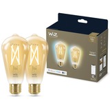 Wiz Filament amber ST64 E27 x2 ledlamp Wifi + Bluetooth protocol, 2 stuks