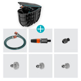 GARDENA Undercover slangenbox RollUp M, 20 meter slanghaspel Zwart/turquoise