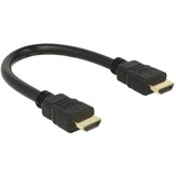 DeLOCK High Speed HDMI-A met Ethernet adapterkabel Zwart, 25 centimeter, 4K