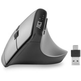 ACT Connectivity Draadloze Ergonomische Muis met Bluetooth en USB-C/USB-A Zilver/zwart, 1000 - 2400 dpi