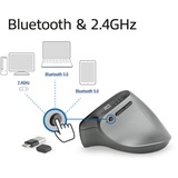ACT Connectivity Draadloze Ergonomische Muis met Bluetooth en USB-C/USB-A Zilver/zwart, 1000 - 2400 dpi