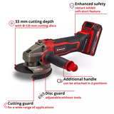 EINHELL Accu Haakse Sliijper TE-AG 18/125-2 Li (1x4,0 Ah) haakse slijper Rood/zwart, Incl. 4.0 Ah Power X-Change accu en oplader
