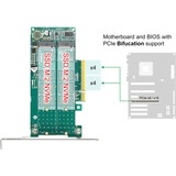 DeLOCK PCI Express x8 Card naar 2x internal NVMe M.2 Key M - Bifurcation controller 