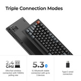 Keychron V6 Ultra 8K Wireless Custom Mechanical Keyboard Zwart, US lay-out (QWERTY), Keychron Silk POM Red, 100%, RGB, Hot swap, 2.4 GHz | Bluetooth 5.3 | USB-C