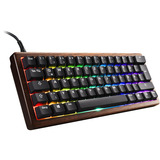 Sharkoon SKILLER SGK50 S4 Gen2 Wood PBT RGB mechanisch gaming toetsenbord Houtkleur, US lay-out (QWERTY), Gateron G Pro 3.0 Yellow, 60%, RGB leds