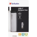 Verbatim USB 3.2 Gen 1 multiport hub, USB-C > 2x USB-A + USB-C + HDMI usb-hub Zilver/zwart, PD, opladen tot 100 watt