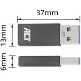 ACT Connectivity USB-A naar USB-C adapter Donkergrijs