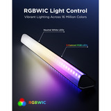 Govee RGBWIC TV Light Bar led bar Zwart, voor 45-70 inch TVs, 2 stuks, 2,4GHz wifi