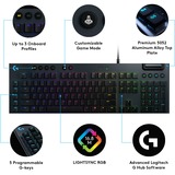 Logitech G815 LIGHTSYNC RGB Mechanical Gaming Keyboard Zwart, US-International, GL Linear, RGB leds