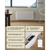 Mill Steel WiFi paneelverwarming PA1500WIFI4A met voet, 1500 Watt convector Wit, wifi 2,4 GHz (wifi 6), Bluetooth 5.2, Zigbee 3.0 + App