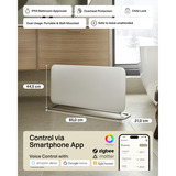 Mill Steel WiFi paneelverwarming PA1500WIFI4A met voet, 1500 Watt convector Wit, wifi 2,4 GHz (wifi 6), Bluetooth 5.2, Zigbee 3.0 + App