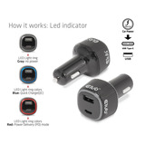 Club 3D Notebook / Laptop autolader 63 Watt Zwart, 1x USB-A, 1x USB-C