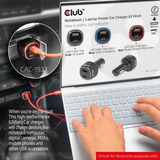 Club 3D Notebook / Laptop autolader 63 Watt Zwart, 1x USB-A, 1x USB-C