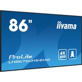 iiyama ProLite LH8675UHS-B1AG 85.6" 4K Ultra HD Public Display Zwart, HDMI, DisplayPort, LAN, WiFi, USB, Audio, Android